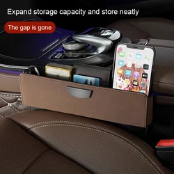 Top Leather Car Seat Gap Organizer Debris Box Gadgets Bag Seat Side Pocket Crevice Storage Box Debris Bag For Universal 4 Colors