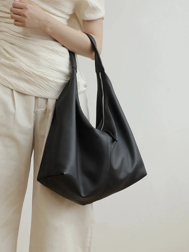 Fashion Simple Women Bag\\Handbag Big Genuine Leather All-match Real Leather Tote Underarm Shoulder Commuter Bag