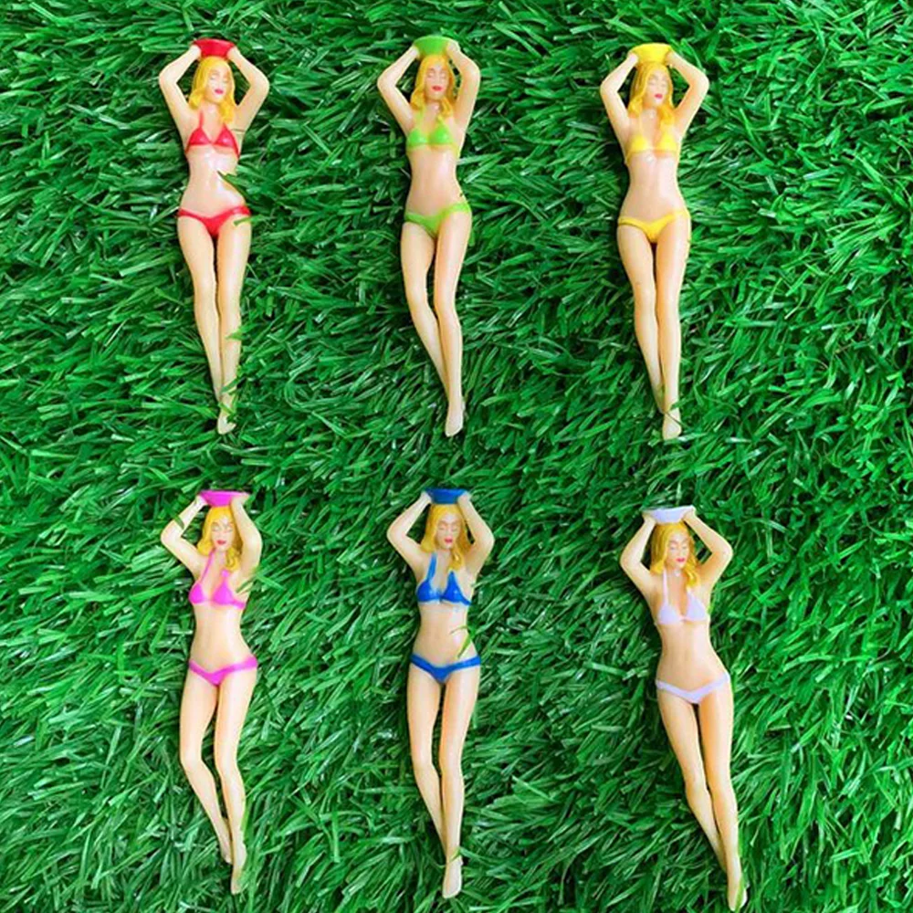 6Pcs/Pack Women\'s Plastic Golf Tees Accessories Size 76mm(3inch) Sexy Bikini Tees Gift Newest Design Plastic Golf Tees