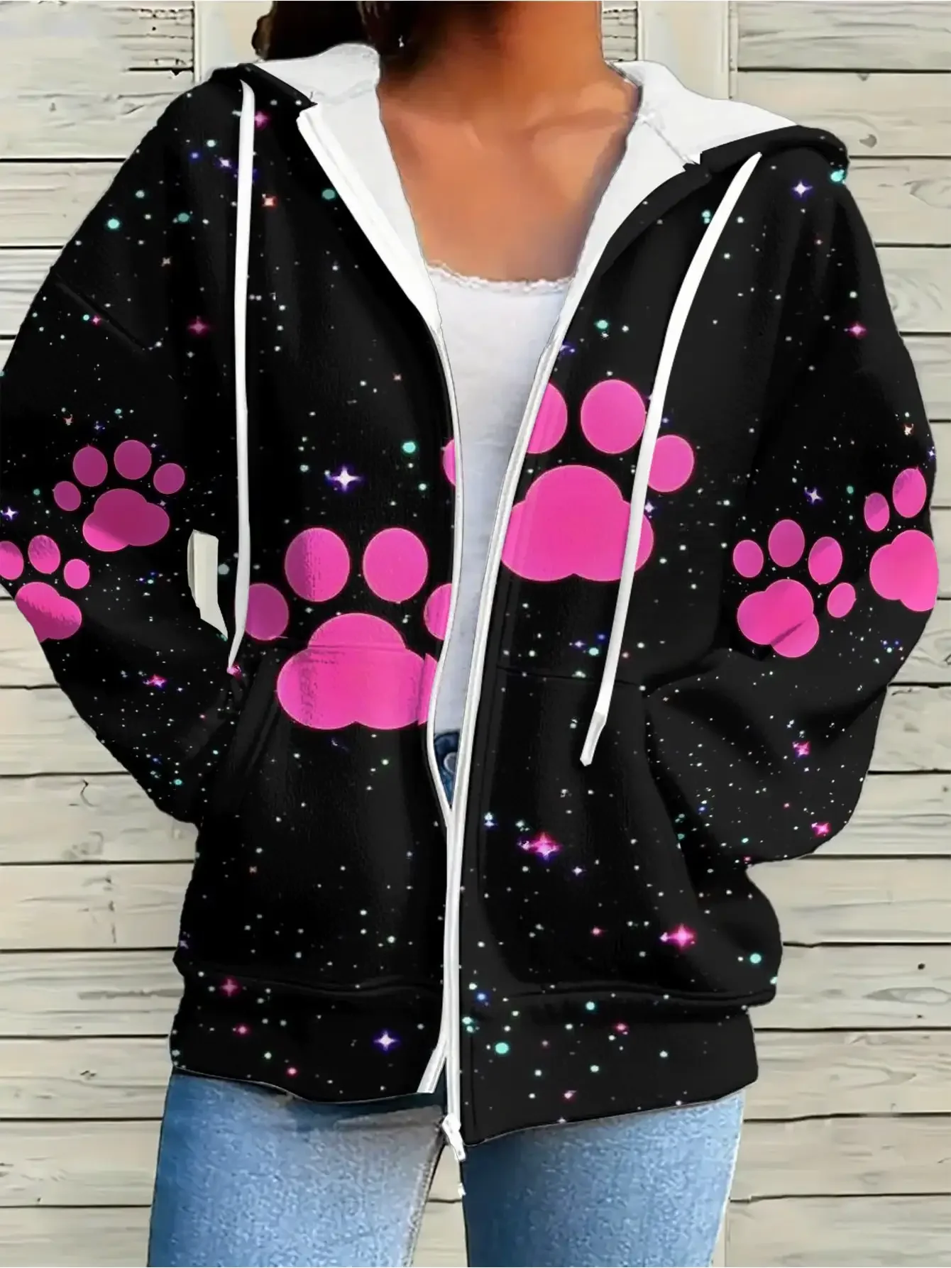 

Ladies' long sleeved loose and elegant style jacket with zippered pockets,lightweight open top jacket, fashionable casual jacket