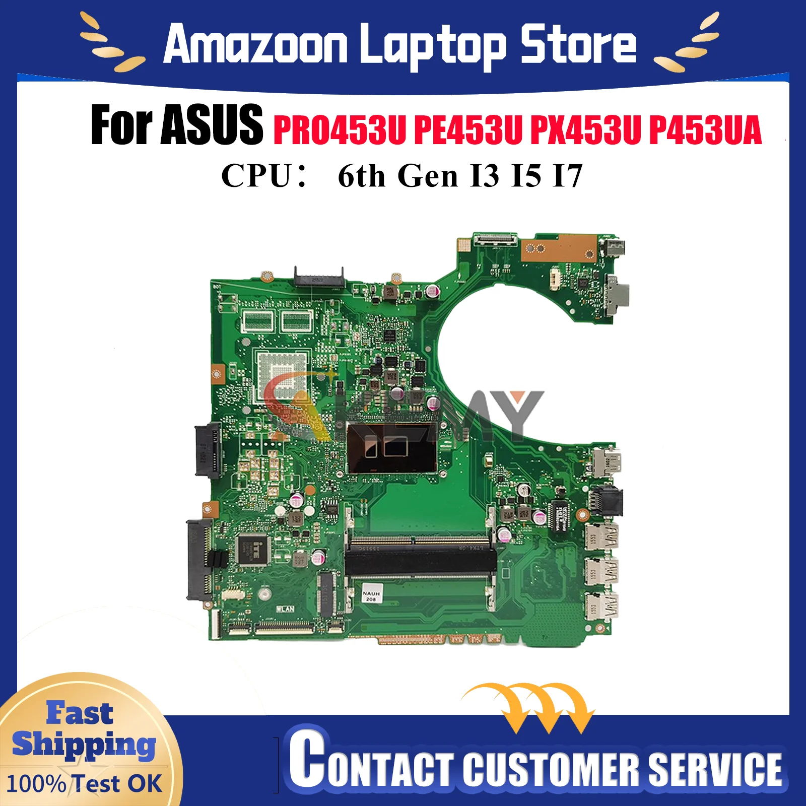 

P453UA Laptop Motherboard For ASUS ProArt PRO453U PX453U P453U P453UJ P453UA PE453U Mainboard W/ I3 I5 I7 CPU tests OK fast ship