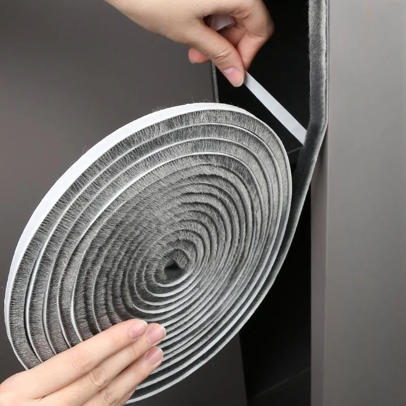 10M Self Adhesive Brush Seal Strip Door Window Sound Insulation Wardrobe Sliding Door Sound Windproof Dustproof Seal Gasket