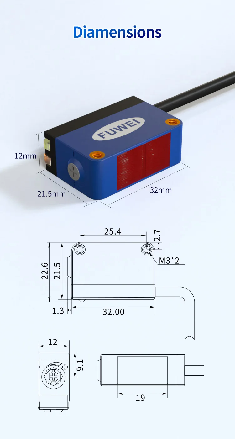 FUWEI FJN10-05PI Line-Shaped Spot Ranging Photoelectric Infrared Sensor Switch Visible Light Laser Sensor 12 ~ 24V DC Sensor – Detail 9