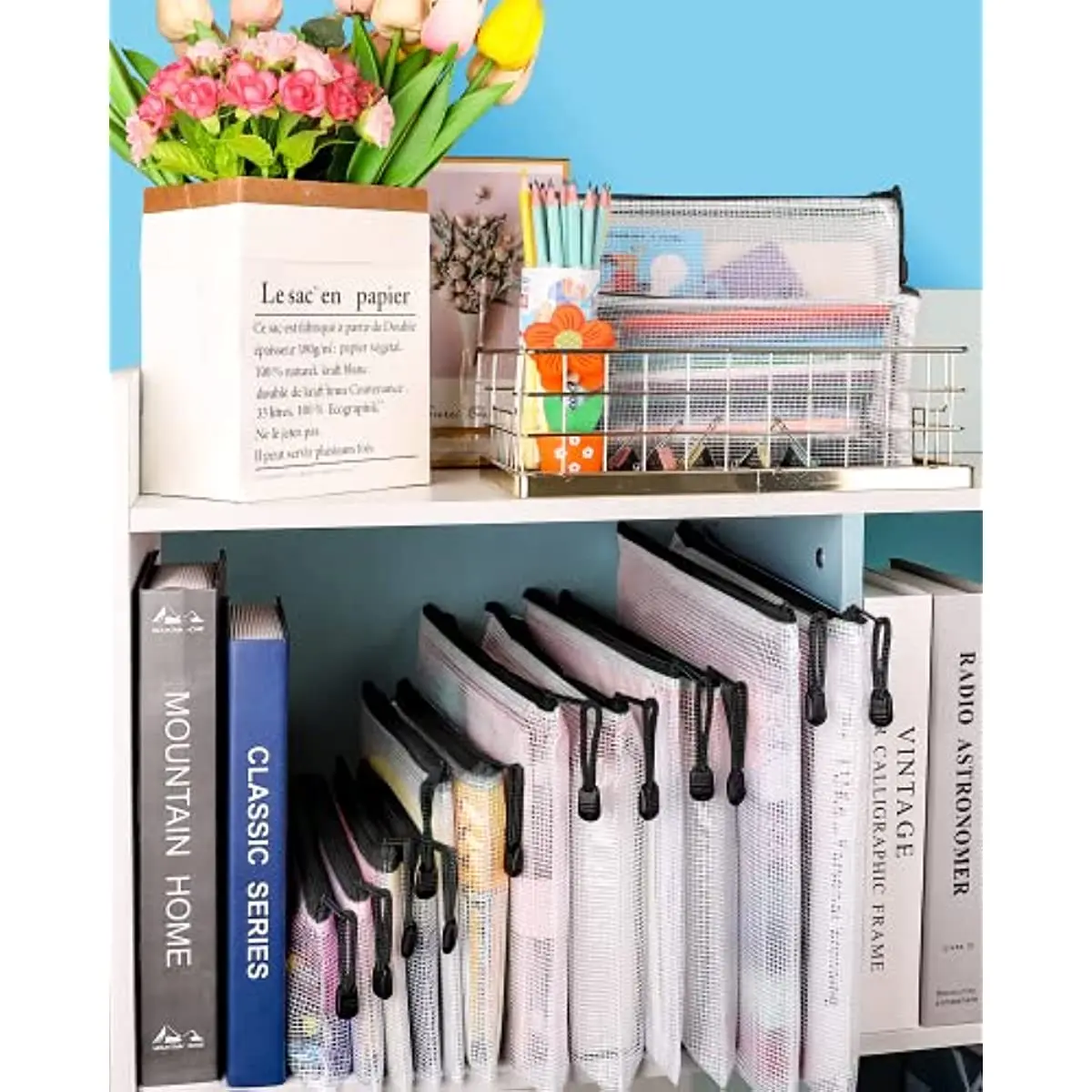 15pcs 지퍼 메쉬 문서 주머니 지퍼 주머니 학교 용품, 퍼즐, 보드 게임 공예 프로젝트에 대 한 방수 여행 주머니