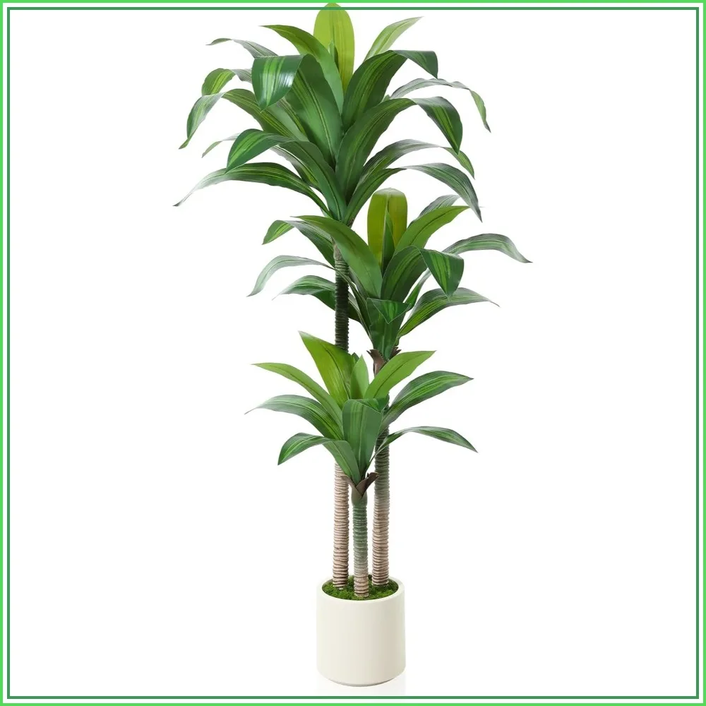 

5ft Artificial Dracaena Tree with White Planter, Faux Dragon Tree Indoor Floor Plant for Home Office Decor, 1Pcs