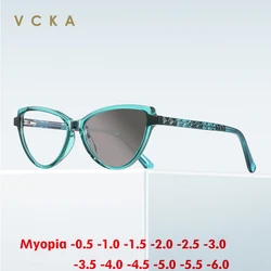 VCKA Fashion Cat Eye Myopia Glasses Frame High Quality 2026 NEW Women Anti Blue Light Custom Prescription Eyewear -0.50 TO -10