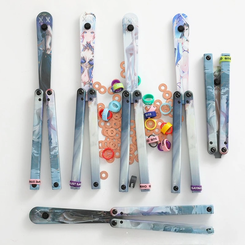 Practice Safe Unsharpened Balisong Training Knife - Fancy Plastic Butterfly Knife Design Folding Practice Knife