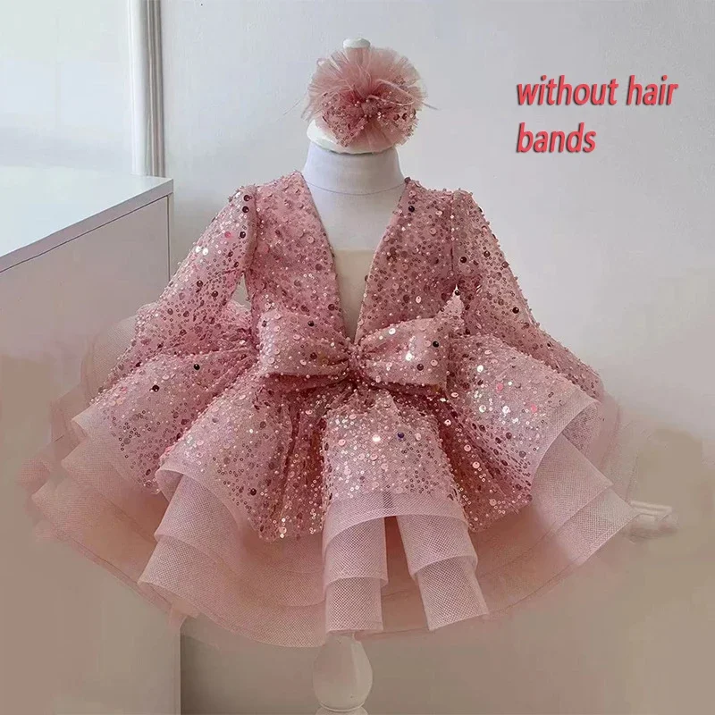 Robe de Rhprincesse à paillettes pour filles, robes tutu de fête, vêtements éducatifs pour enfants, bébé, fleur, mariage, fête de Noël