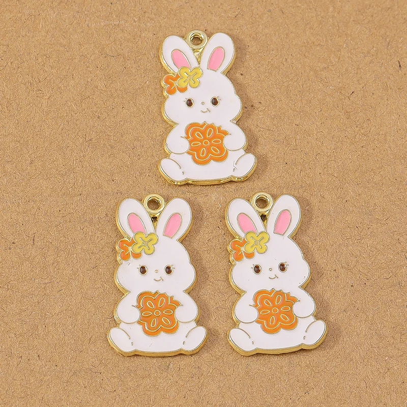 10 stücke niedlichen Emaille Tier Hase Kaninchen Charms Anhänger für Schmuck Herstellung Ohrringe Armband Halskette DIY Zubehör liefert – Detail 14