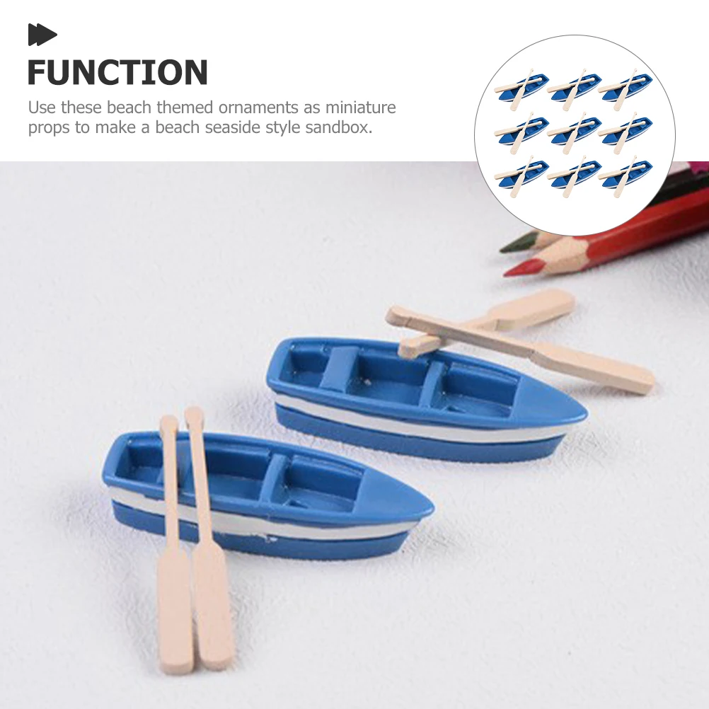

1Set Miniature Boat Decor Items Beach Style Resin Ornaments for Desktop Garden Diorama Craft Coastal Home Decor Accessory