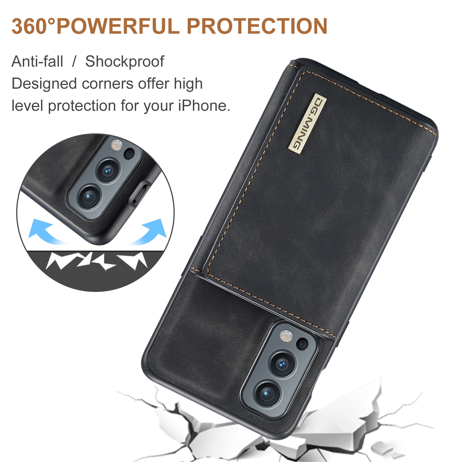 DG.MING 2in1 Detachable Case Leather Wallet Strong Magnet Protecting Cover for OnePlus 12 11/Nord N200/OnePlus 9R/9RT/Nord 2