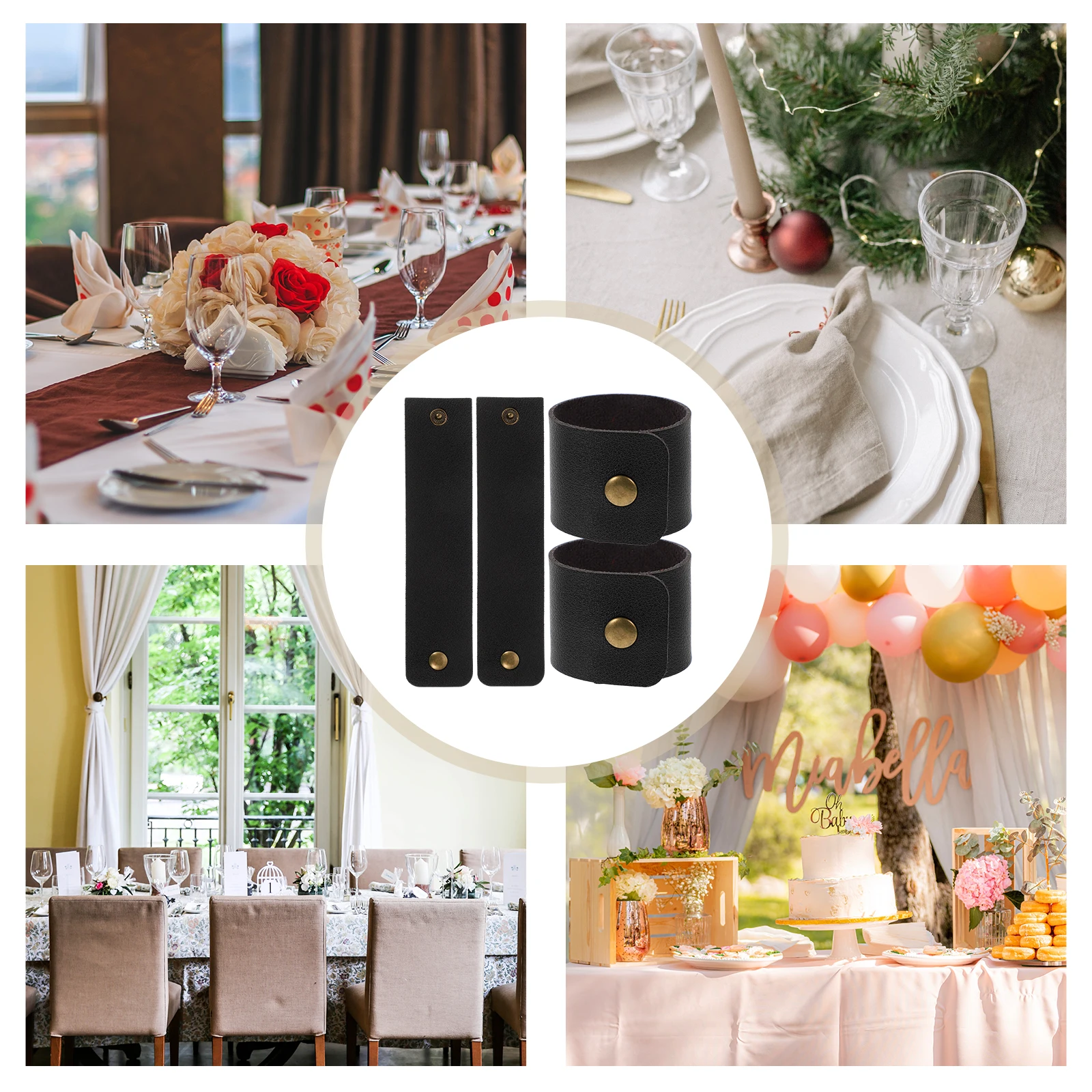 

4pcs Napkin Rings Waterproof Rustic Table Decor For Banquet Party Home Hotel Fine Craftsmanship Unique Design