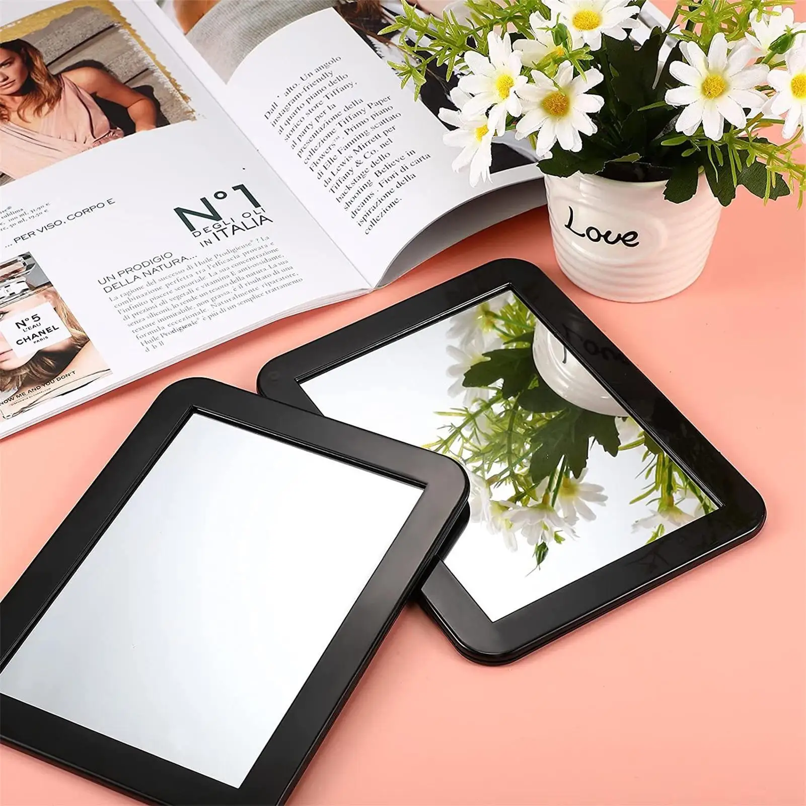 المحمولة مستطيلة معلقة المرايا 12.5*18 سنتيمتر خزانة مرآة المغناطيس خزانة صغيرة مرآة المنزل السفر التخييم مرآة مغناطيسية #2