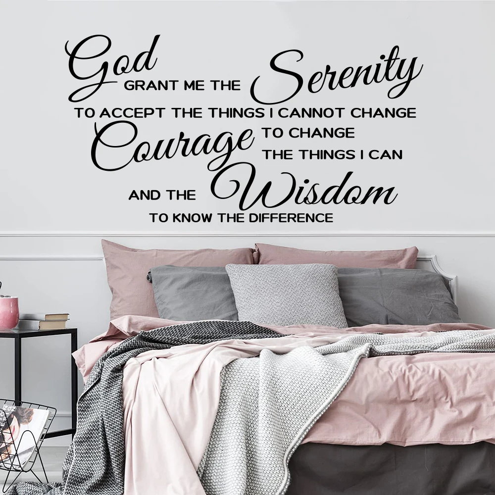 Christian Bible Verse Inspirational Wall Stickers God Grant Serenity Prayer Wall Decals Bedroom Playroom Home Decor