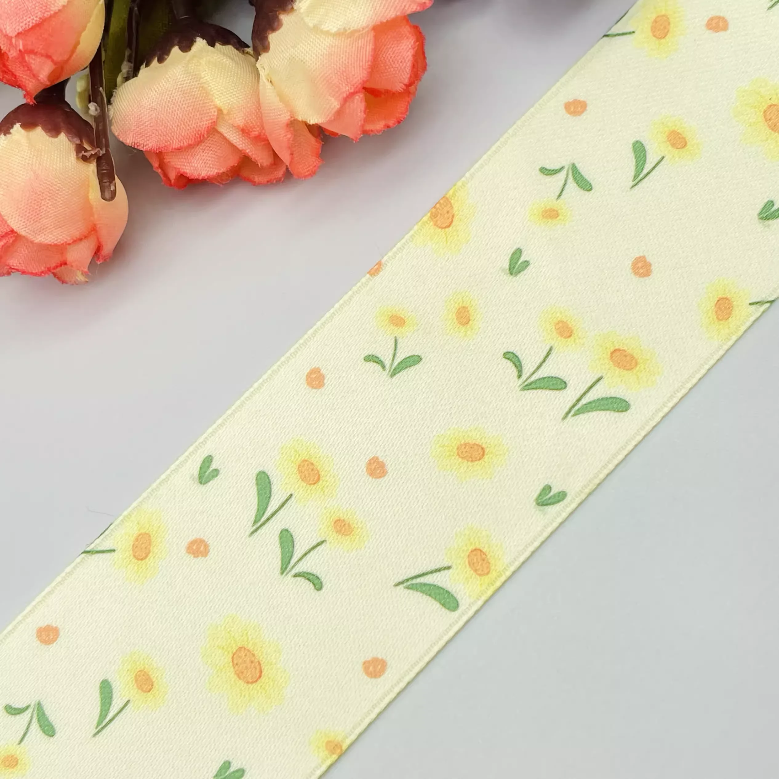 AB face flower 5Yards38mm ribbon DIY handmade material Headwear for hair bows clothing shoesaccessories  240612