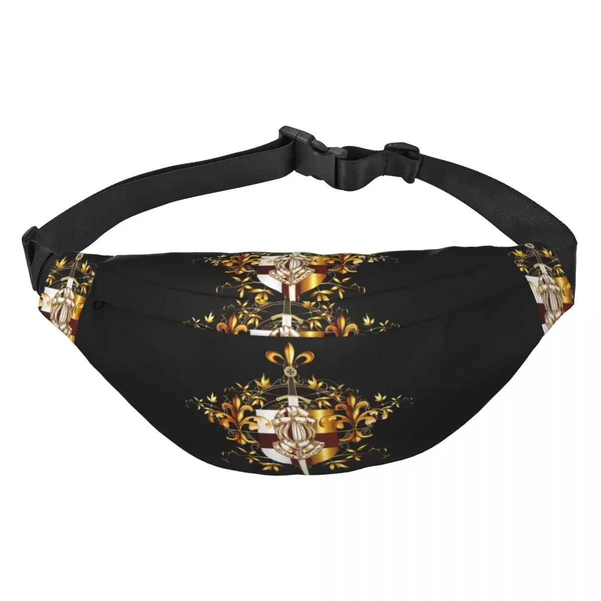 Knights Templar Cross Shield Symbol Fanny Pack Medieval Sword Emblem Secret Order Sling Crossbody Waist Bag Phone Money Pouch