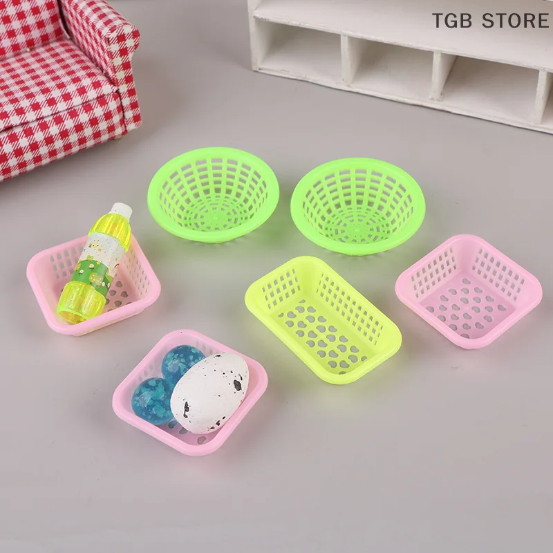 Cesta de almacenamiento para lavado de 10 Uds., casa de muñecas 1:12, cestas para lavar verduras, frutas y alimentos, decoración de cocina, accesorios para casa de muñecas de juguete