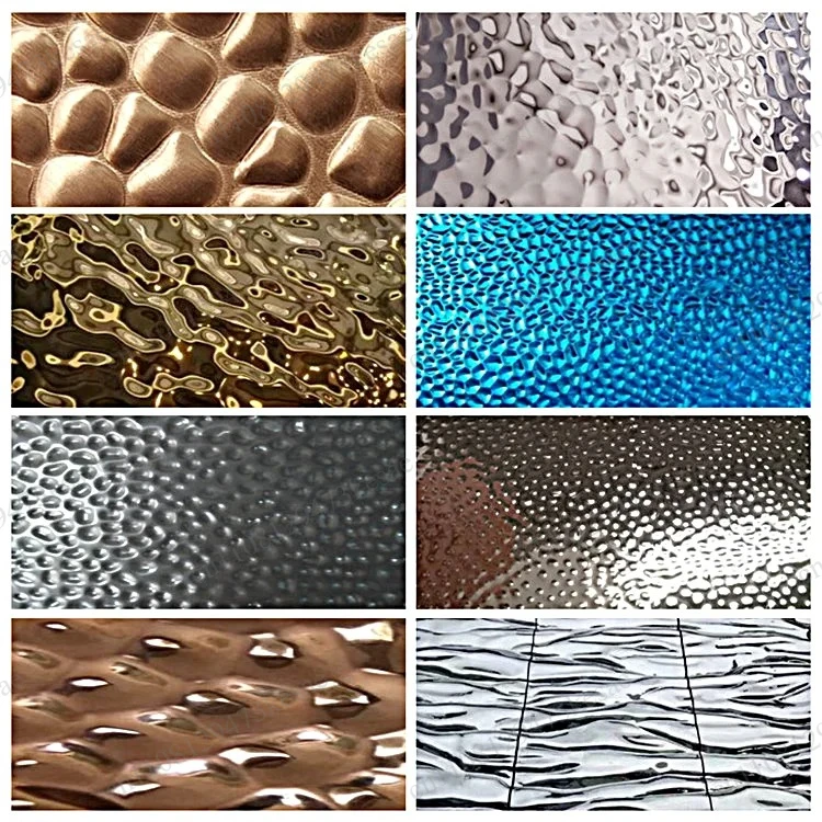 304 Stainless Steel Water Ripple Sheet 4x8ft Mirror PVD Coated Metal Panel for Ceiling Wall Decoration