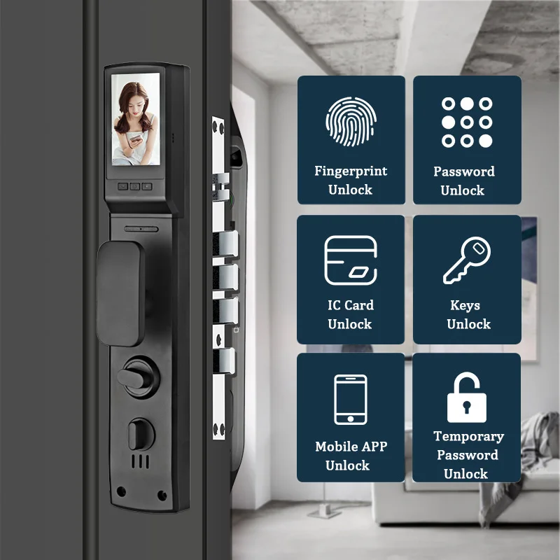 PHIPULO 3D Face Recognition Unlock Digital Door Lock With Camera FIngerprint Password Unlock Keyless Electronic Door Lock