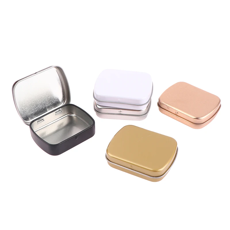 Mini Tin Box Flip Storage Box With Lid Portable Rectangular Small Empty Case Organizer For Pill Coin Candy Key Home Organizer