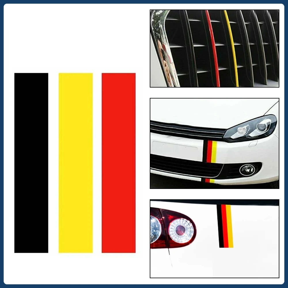 German Flag Car Sticker 3 Stripes Bumper Grille Rearview Mirror Reflective Sticker Windproof and Waterproof Car Decoration Parts