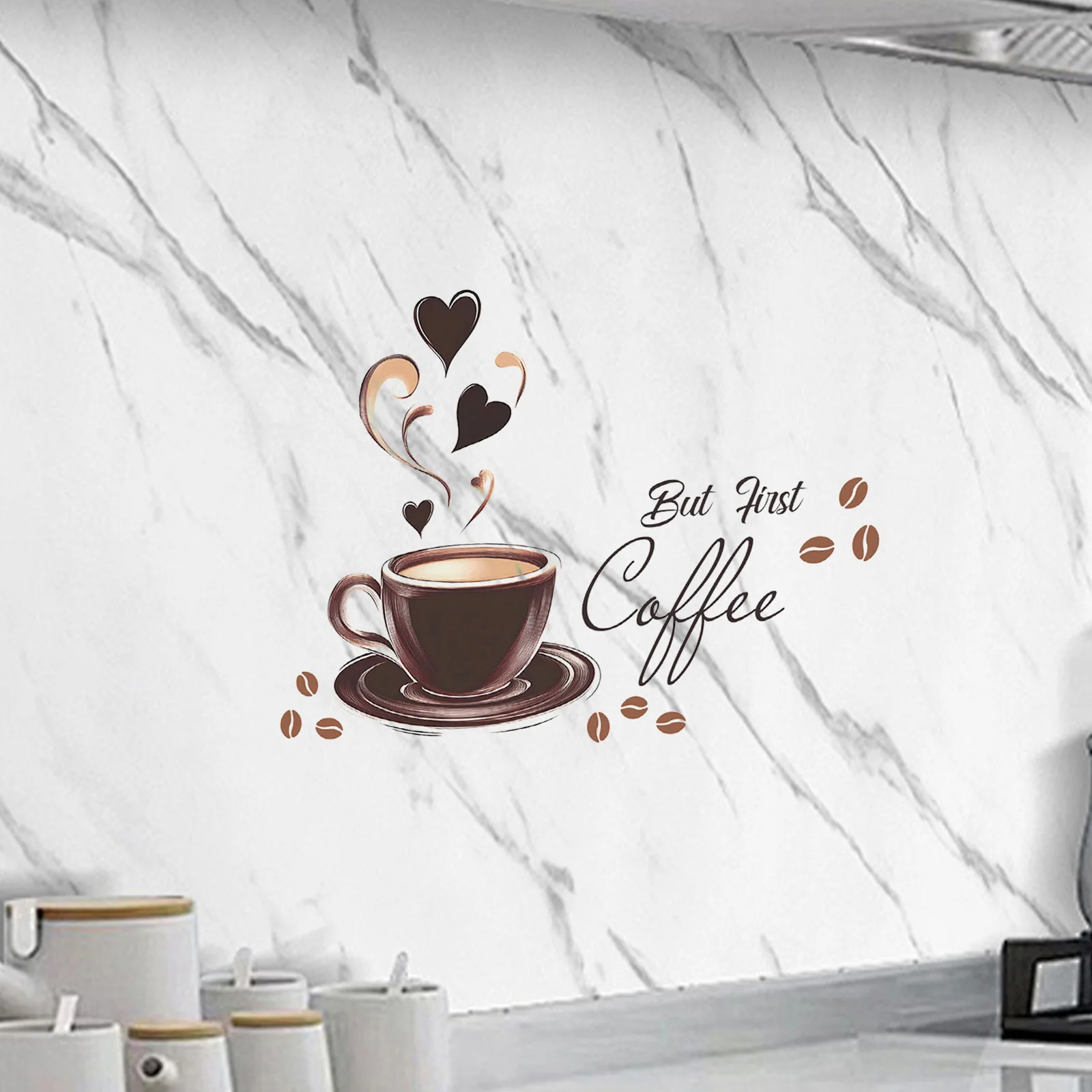 Coffee Nook Decor Coffee Cup Wall Sticker Creative Coffee Cup Wall Sticker Coffee Culture Artwork Decorative Signage
