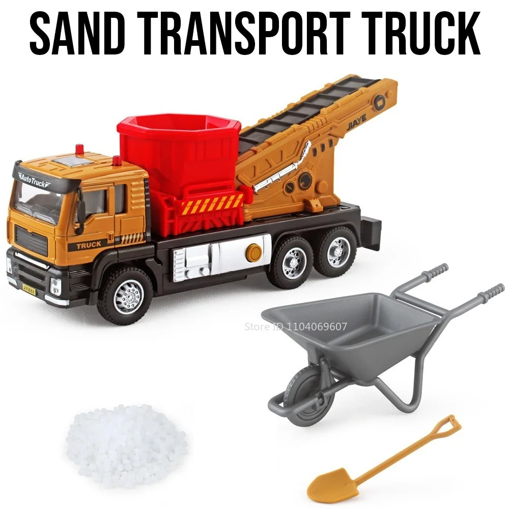 Camion de transport de sable 1:32, modèle de voiture jouet en alliage moulé sous pression, camions malaxeurs à béton, véhicules d'ingénierie à rétrofriction, cadeaux éducatifs