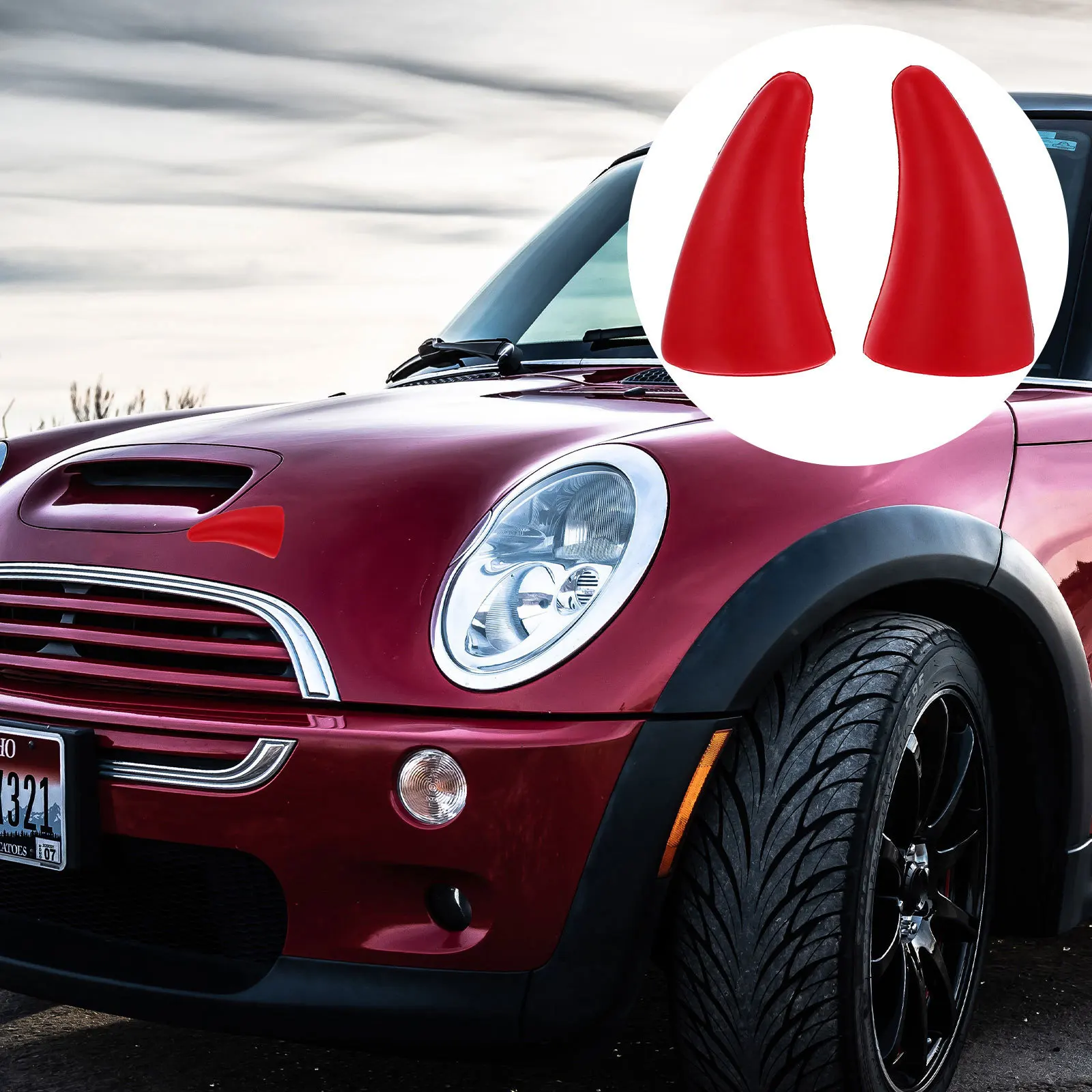 

1 Pair 3D Devil Horns Car Roof Decoration Red PU Anti-Compression Stickers Halloween Car Accessories Motorcycle Bumper