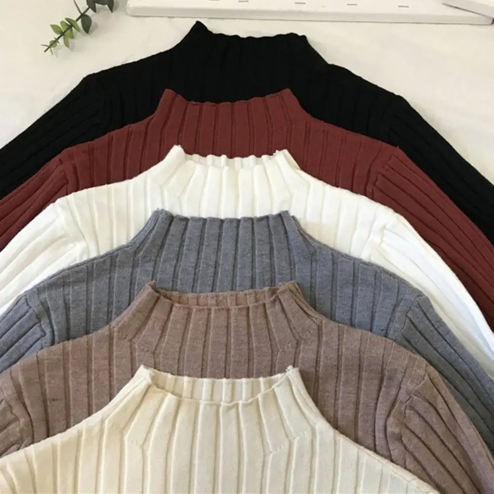 

Autumn Winter Women Sweaters Half Turtleneck Long Sleeve Slim Fit Basic Knit Tops Warm Bottoming Shirts High Strecth Pullovers