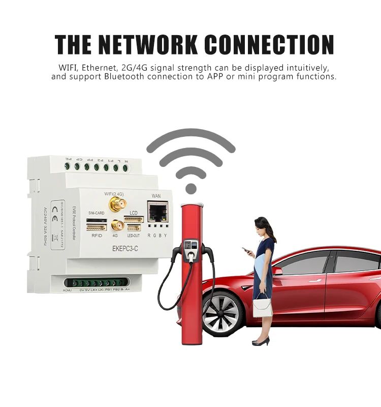 ETEC-Ladekabelbasierter Controller für Elektrofahrzeuge mit OCPP1.6 (WLAN, 4G, Ethernet) mit RFID-Modul und 2 Karten EKEPC3 (mit