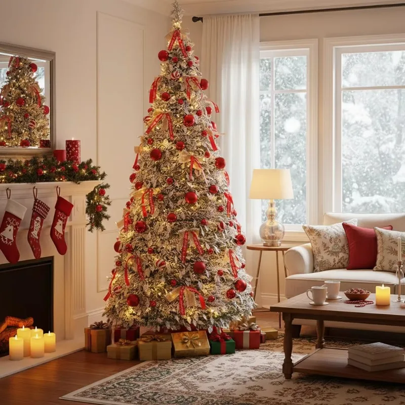 

5/6/7FT Christmas Tree Pre-Decorated with Lights Quick Setup Foldable Design for Home/Party/Store Wholesale Holiday Decor