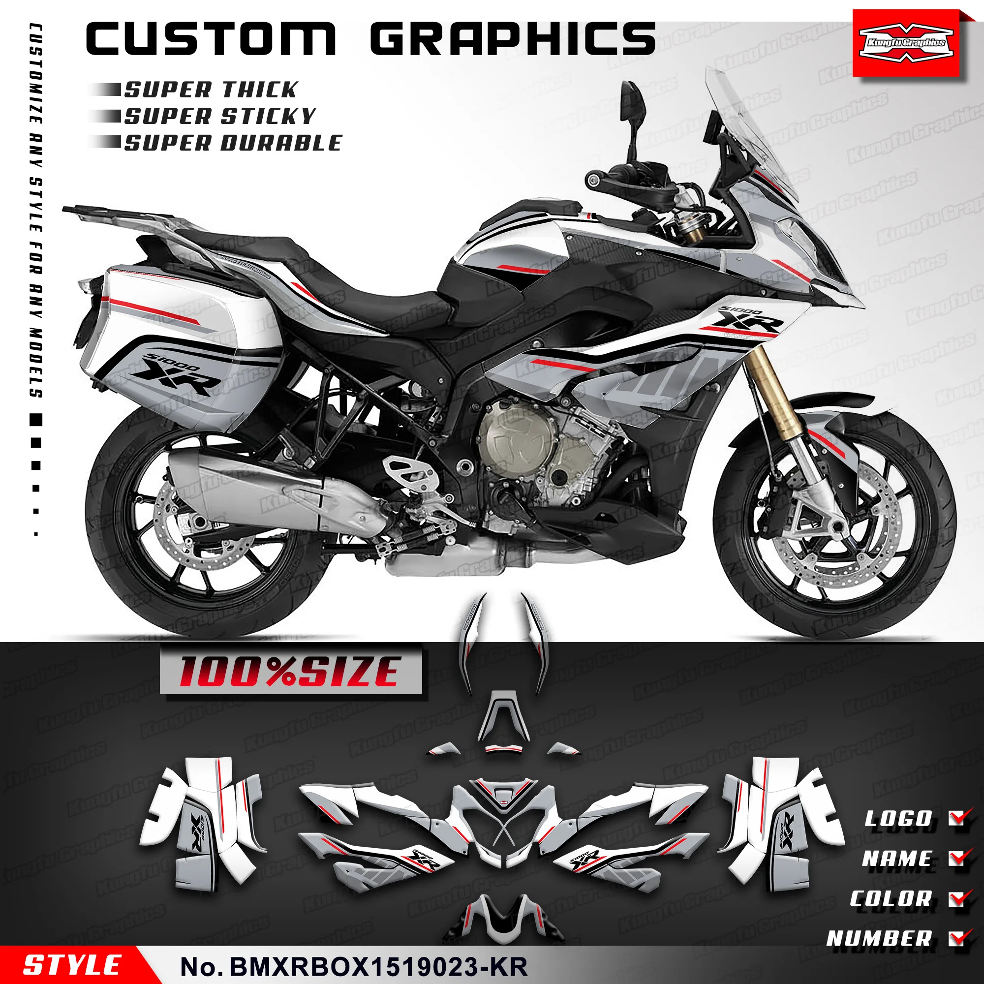 

KUNGFU GRAPHICS Restyle Sticker Sheet Adhesive Decals for S1000XR S 1000 XR 2015 2016 2017 2018 2019, BMXRBOX1519023-KR
