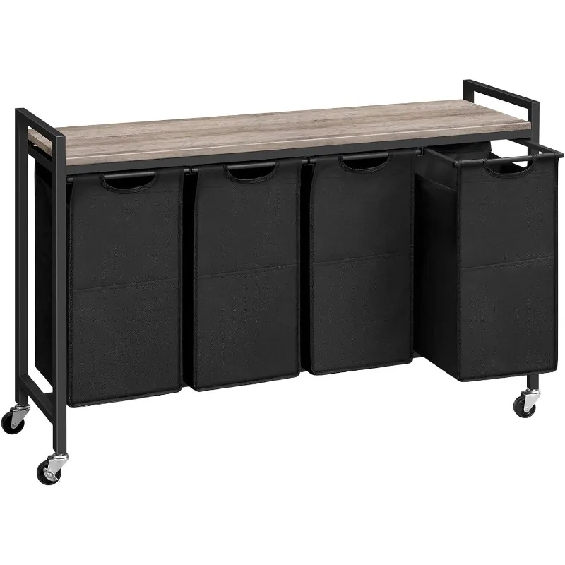 

Laundry Sorter 4 Sections, Laundry Hamper with Wheels, 4 × 10.5 Gal (39.8L), Rolling Laundry Basket, Pull-Out and Removable