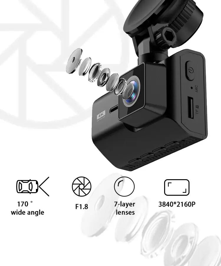 4K + 2K + 1080P IPS شاشة 3 كاميرات سيارة صغيرة صندوق أسود واي فاي نظام تحديد المواقع كاميرا مركبة مراجعة السيارة داشكام