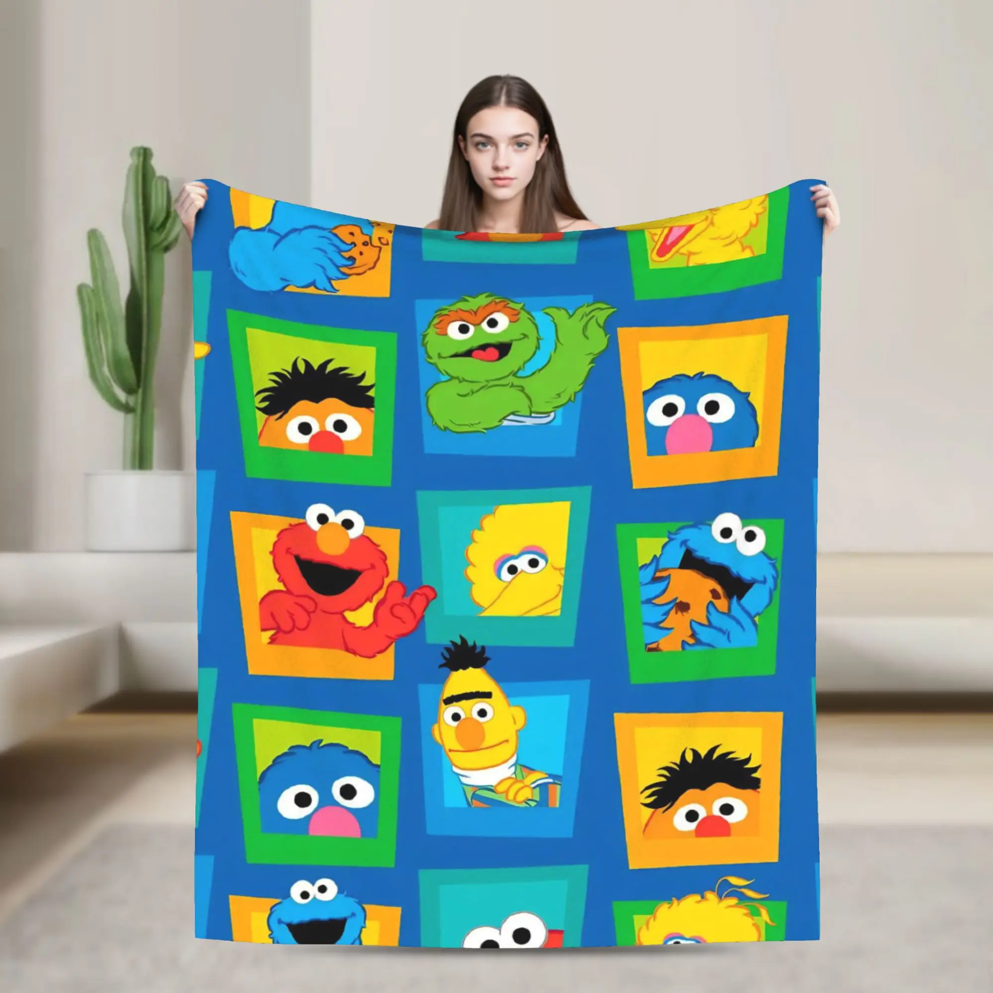 Sesames Streets  Blankets Cute Plush Throw Blanket Bedroom Sofa Personalised Lightweight Bedspreads,