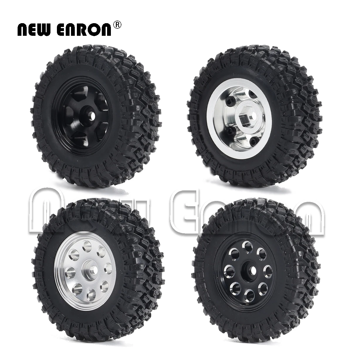 

NEW ENRON 4PCS Beadlock Micro Crawler Wheel Rims Tires Set 1.0" for 1/24 RC Crawler Car Axial SCX24 90081 AXI00001