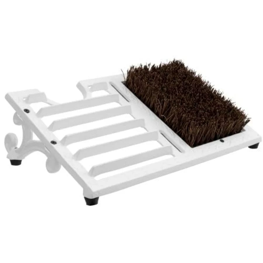 

Outdoor Heavy Duty Cast Iron Shoe Scraper Mat with Angled Boot Brush for Entryway Porch Mudroom or Garage Vintage Rustic Design