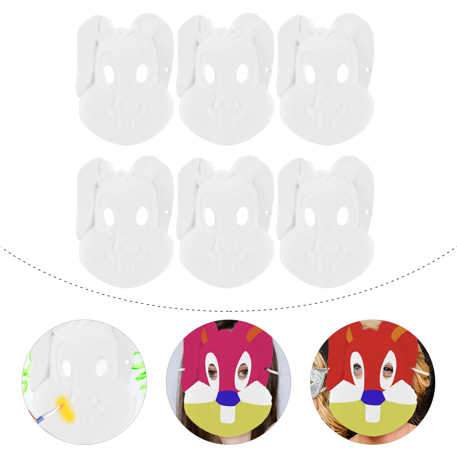

6 Pcs Bunny Mask Rabbit Costume Animal White Pulp Cosplay Halloween for Women Masquerade Mash up