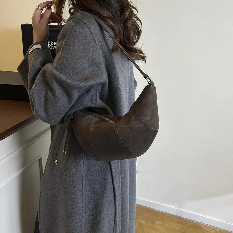 

Mini Crescent Women's Bag PU Leather Shoulder Cross Bag Eco Bag Korean Shopper Messenger Bag Y2K Handbag Half Moon Underarm Bag