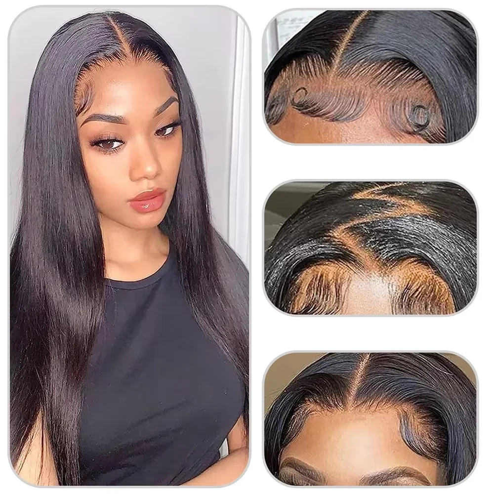 Bone Straight Brazilian Remy Human Hair 13x6 HD Transparent Lace Front Wig 13x4 7x6 Lace Wig 40 42 Inches Pre Plucked Baby Hair Beginner Friendly For Women