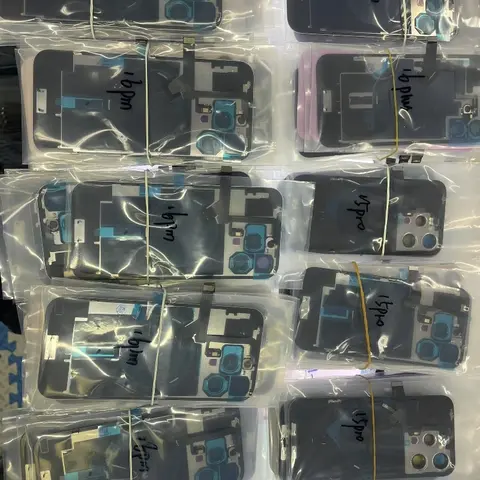 Para iPhone 15 Pro Max 15 Plus 15Pro carcasa trasera cubierta de cristal trasera con Cable flexible inalámbrico reemplazo de placa de Metal