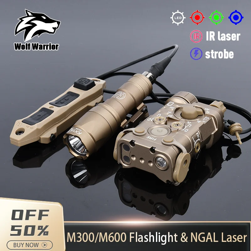 

Tactic L3-NGAL Metal High Power Red/Green/Blue IR Laser LED Strobe Flashlight 150lm Aiming AN/PEQ15 Weapon Light