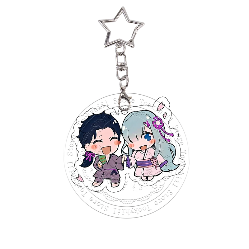 Re:Zero Acryl-Schlüsselanhänger Emilia Ram Beatrice Studentin Kawaii Tasche Anime Cartoon Deko-Accessoires Anhänger Schlüsselring Geburtstagsgeschenk – Detail 12