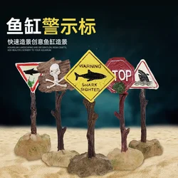 Resin Aquarium Decorative Ornaments Simulated Shark Warning Signs Fish Tank Aquarium Background and Landscape Accessories