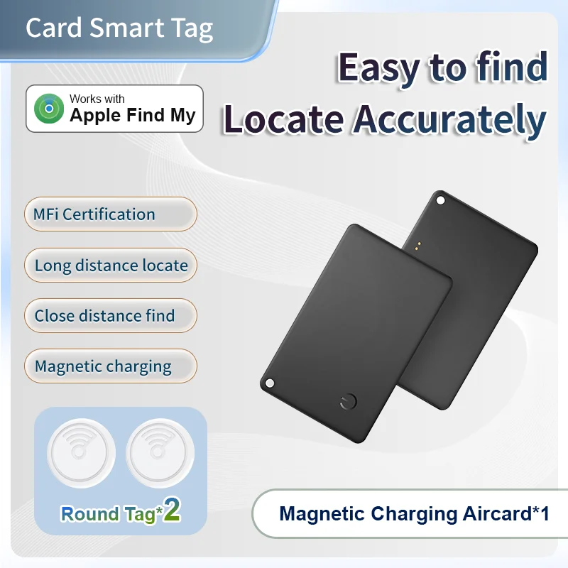 3 Pieces Smart Finder 1 Magnetic Charging  Aircard 2 Round IOS Find My Tag For Keys Toys Bags Backpack Wallet Locator Tracker