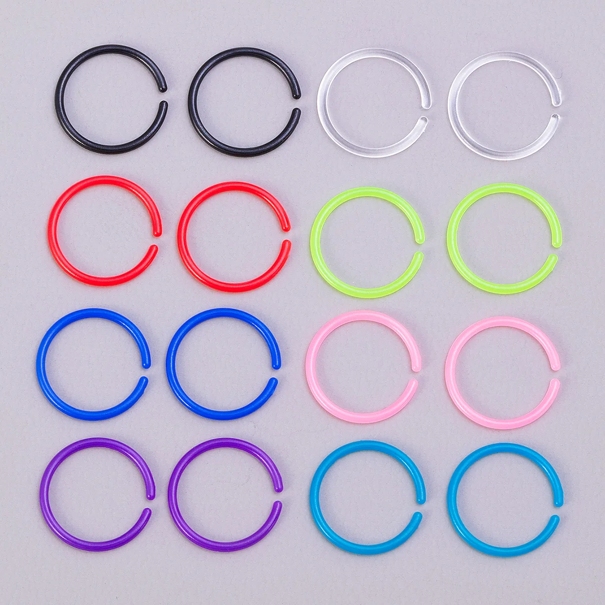 16Pcs 20G Flexible Colorful Acrylic Nose Ring Lip Hoops Retainer Septum Jewelry Cartilage Daith Tragus Earrings Piercing Jewelry