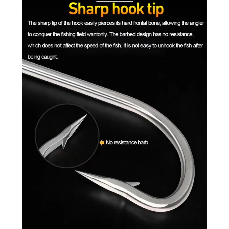 Hameçons de pêche à longue tige avec œillet, gabarit en acier au carbone, crochets barbelé pointus, pêche en eau salée, carpe, outil, 50 pièces