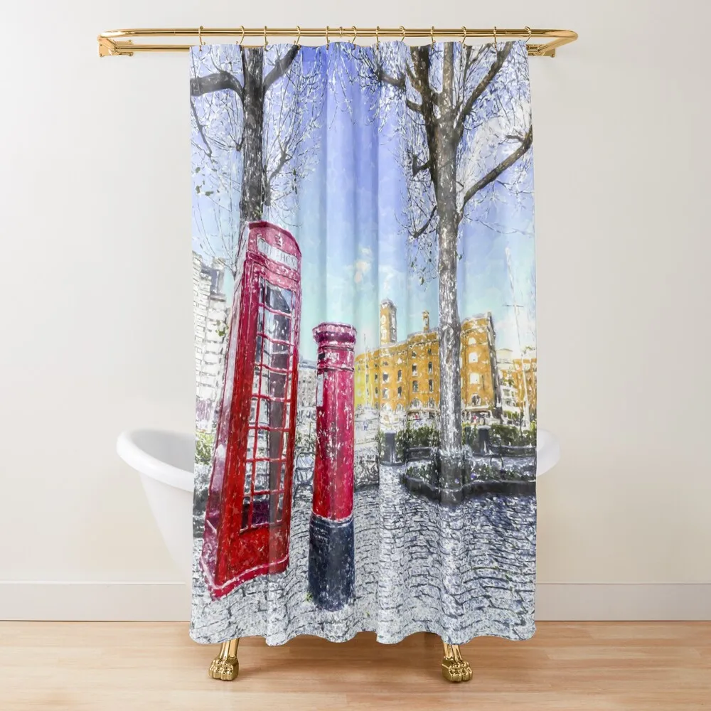 

Post Box Phone Box London Art Shower Curtain Cute Shower Shower Set For Bathroom Window Luxury Bathroom Curtain