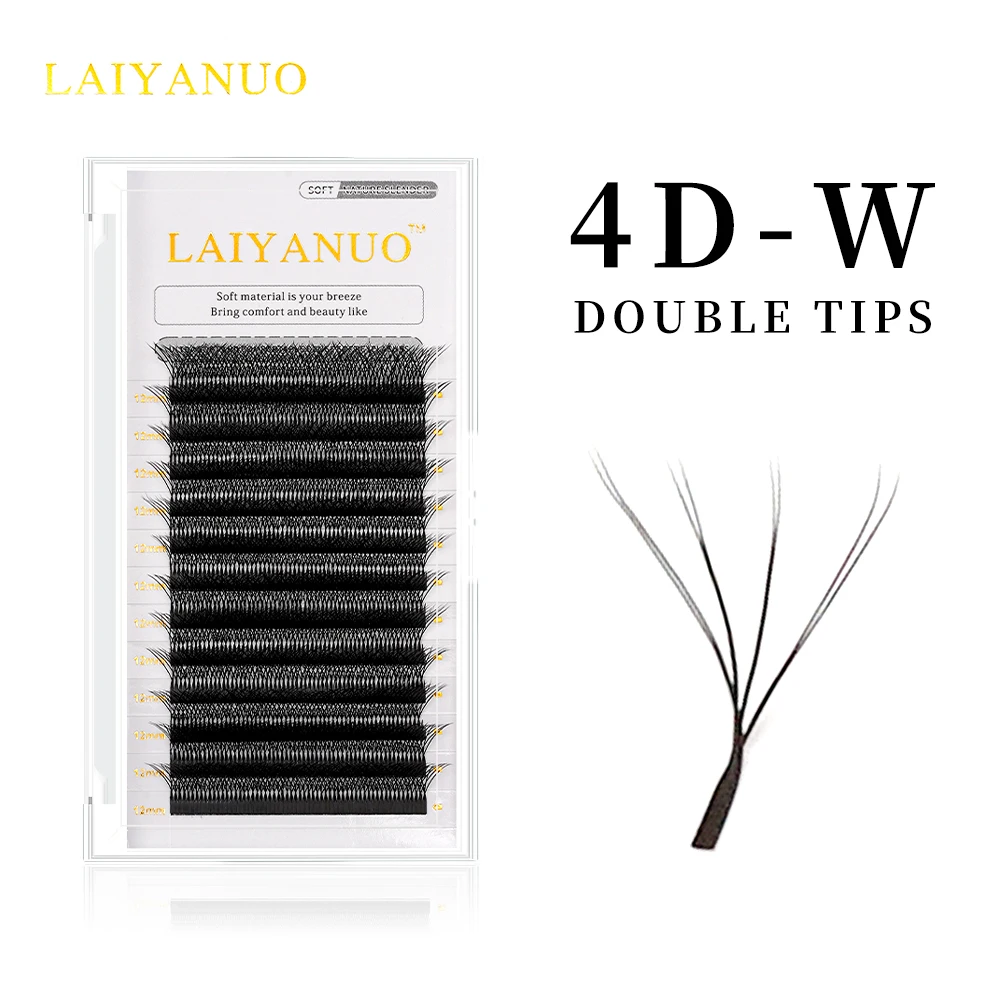 

LAIYANUO Double Tips 4D W eyelashes W Shape Eyelash Extensions Blister Premade Fans