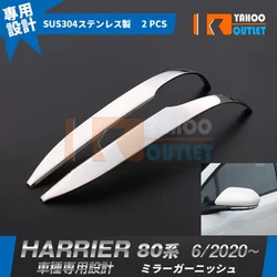 Car Mirror Garnish Trim for Toyota Harrier 80 2020 Chrome Stainless Steel Car Styling Accessories